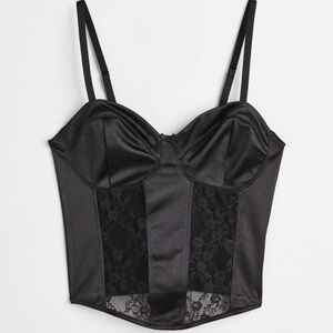 Black silky corset top